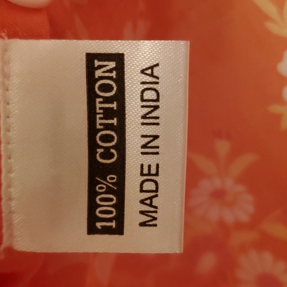 Olivia James The Label Orange Floral Emory Puff Sleeve Blouse Sz Small Like New - Picture 9 of 11